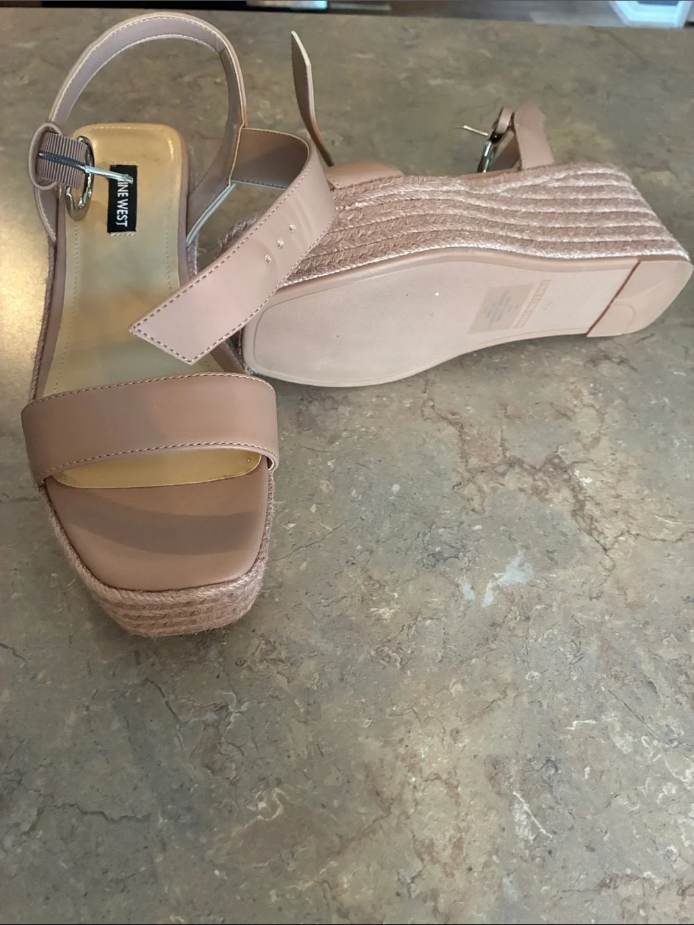 Nine West Nude/Tan Espadrille Platform Sandals
